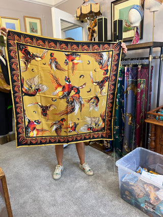 S3P22 turf war gold and ebony large silk square