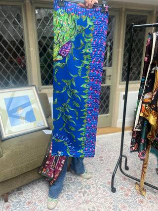 S8P28 pluming Marvellous peacock blue Wool silk Wrap