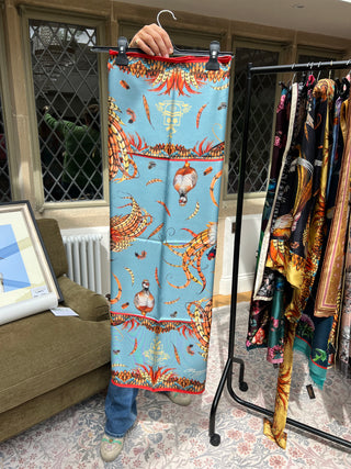 S8P34 heads or tails duck egg blue Large Silk Square