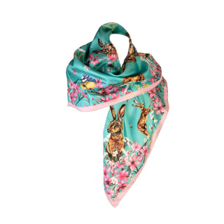 Oopsie Daisy Azure Large Square Silk Scarf