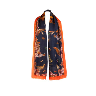 Grouse Misconduct Navy Blue & Seville Orange Wool Silk Wrap