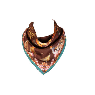 Grouse Misconduct Chocolate & Teal Medium Square Silk Scarf