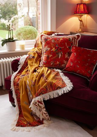 The Game Is Up Luxury Pheasant Throw in Gold