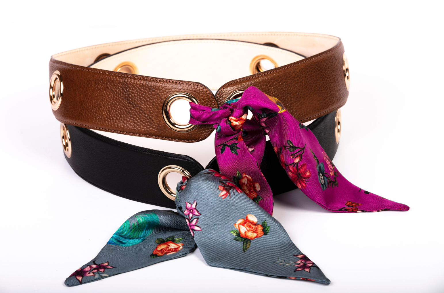 Equestrian Inspired Leather and Scarf Belt Reversible Scarf Waist Belt – Sarah Flint main image 3
