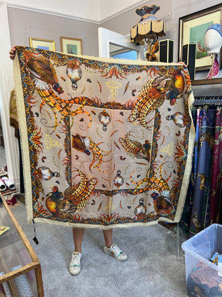 S3P24 HEADS OR TAILS Toffee wool silk shawl