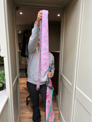 S6P4 Fish!!!!! Pink and Aqua Silk Tie