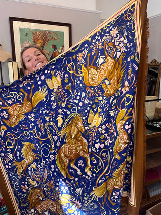 S1P5 Joy Ride  Noble Navy Wool Silk Shawl