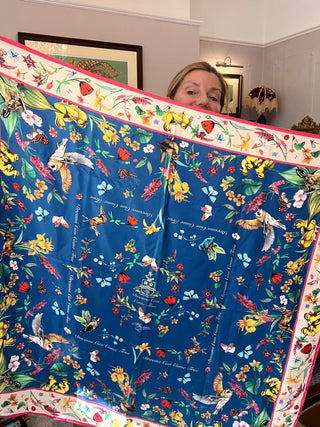 S1P12 Dreams can come true Blue and cream Large Silk Square