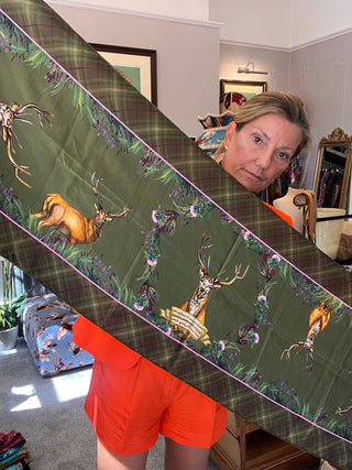 S1P14 Caledonia Moss Green Classic Silk Scarf
