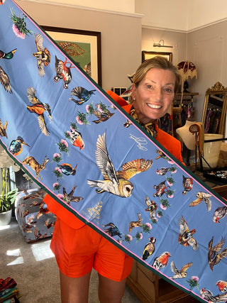 S1P18 Walk on the Wildside Cobalt blue Classic Silk Scarf