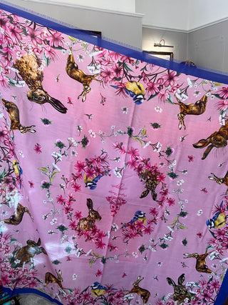 S1P23 Oopsie Daisy Pale Pink Mono Wool Silk Shawl