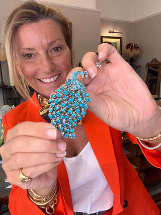 S1P24 Peacock Blue Peacock Vintage Brooch