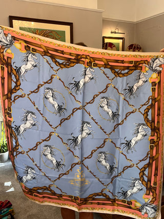 S1P26 Rearing to go  Cloud Blue Large Silk Square