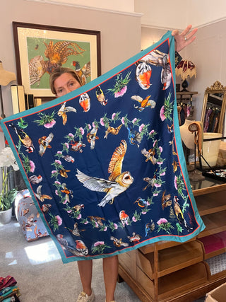 S1P32 Walk on the Wildside Navy Large Silk Square