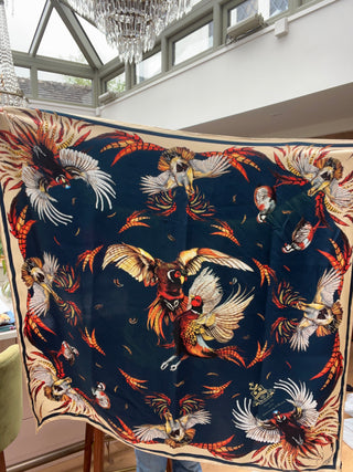 S7P55 Game on Petrol large silk square