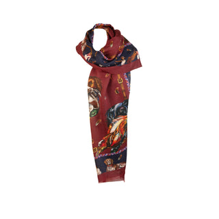It’s A Dog's Life Claret Red and Navy Blue Wool Silk Wrap