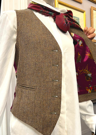 Tweed Tailored Waistcoat With Mulberry Lining