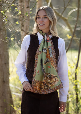 A Head of the Game Fern Green Classic Pure Silk Scarf