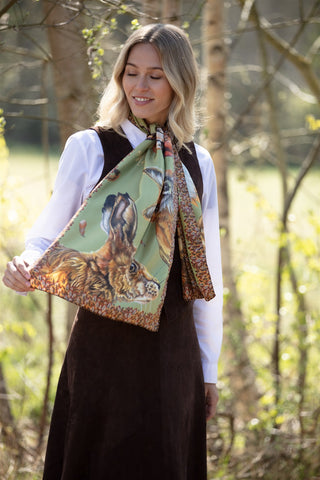 A Head of the Game Fern Green Classic Pure Silk Scarf