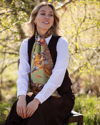 A Head of the Game Fern Green Classic Pure Silk Scarf