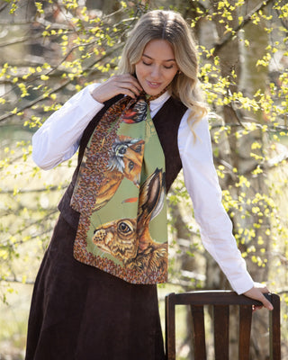 A Head of the Game Fern Green Classic Pure Silk Scarf