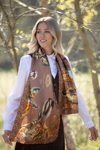 A Head of the Game Mocha Classic Pure Silk Scarf