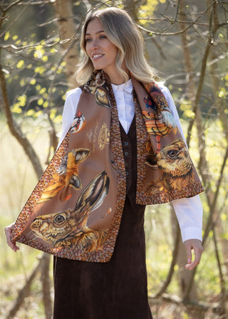 A Head of the Game Mocha Classic Pure Silk Scarf