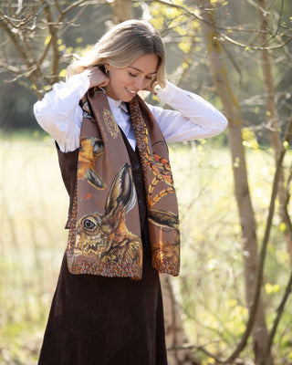 A Head of the Game Mocha Classic Pure Silk Scarf