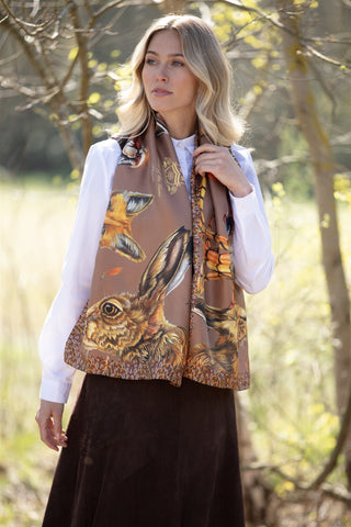 A Head of the Game Mocha Classic Pure Silk Scarf