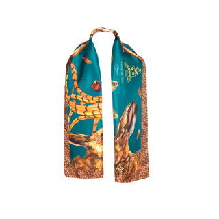 A Head of the Game Teal Classic Pure Silk Scarf