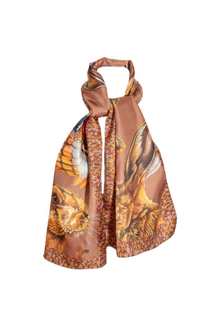 Decorative scarf with bird pattern on a white background
