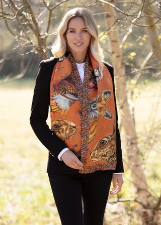 A Head of the Game Burnt Orange Classic Pure Silk Scarf