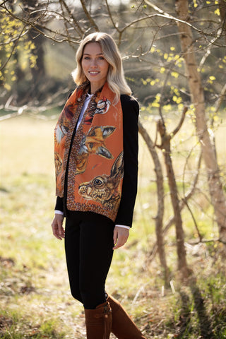 A Head of the Game Burnt Orange Classic Pure Silk Scarf