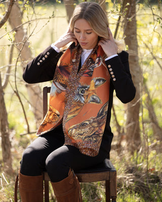 A Head of the Game Burnt Orange Classic Pure Silk Scarf