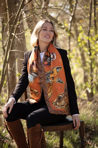 A Head of the Game Burnt Orange Classic Pure Silk Scarf