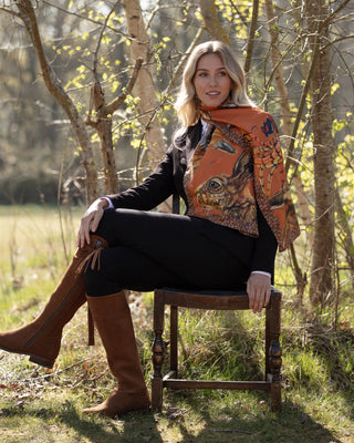 A Head of the Game Burnt Orange Classic Pure Silk Scarf