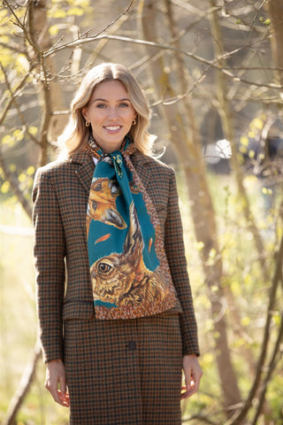 A Head of the Game Teal Classic Pure Silk Scarf