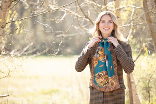 A Head of the Game Teal Classic Pure Silk Scarf