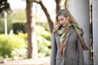 A Head of the Game Fern Green Large Square Pure Silk Scarf