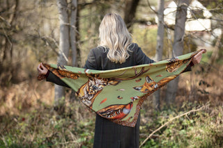 A Head of the Game Fern Green Large Square Pure Silk Scarf