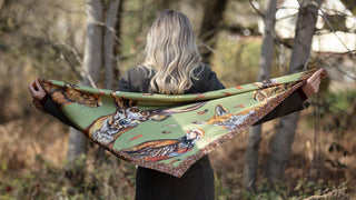 A Head of the Game Fern Green Large Square Pure Silk Scarf