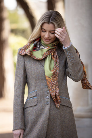 A Head of the Game Fern Green Large Square Pure Silk Scarf