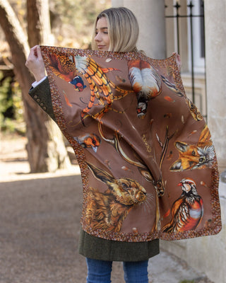 A Head of the Game Mocha Large Square Pure Silk Scarf