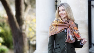 A Head of the Game Mocha Large Square Pure Silk Scarf