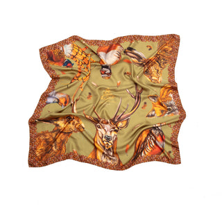 A Head of the Game Fern Green Large Square Pure Silk Scarf