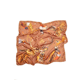 A Head of the Game Mocha Large Square Pure Silk Scarf