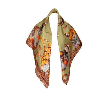 A Head of the Game Fern Green Large Square Pure Silk Scarf