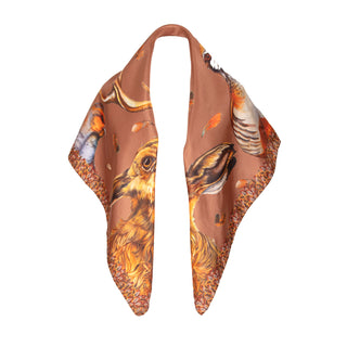 A Head of the Game Mocha Large Square Pure Silk Scarf