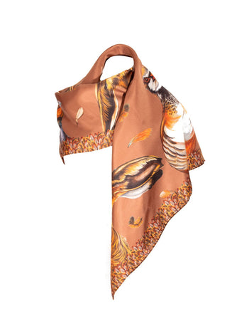 Brown scarf with animal print on a white background