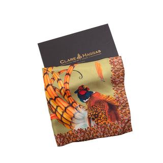 A Head of the Game Fern Green Large Square Pure Silk Scarf